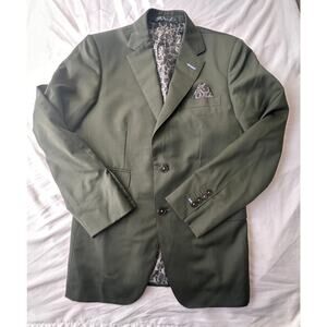 Balani Custom Vitale Barberis Canonico Super 110s Blazer Olive Green 36S Leopard